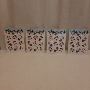 Vintage Amscan Sticker Christmas Holiday 48 Stickers Fun Snowmen Santa 4 Sheets